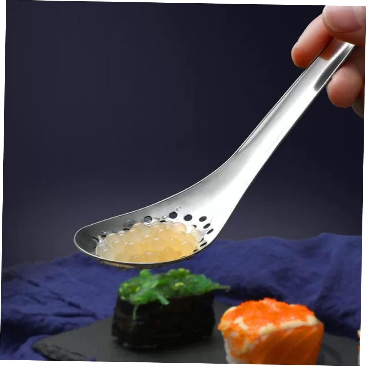 2Pcs Stainless Steel Colander Spoons for Caviar Hot Pot and Frying