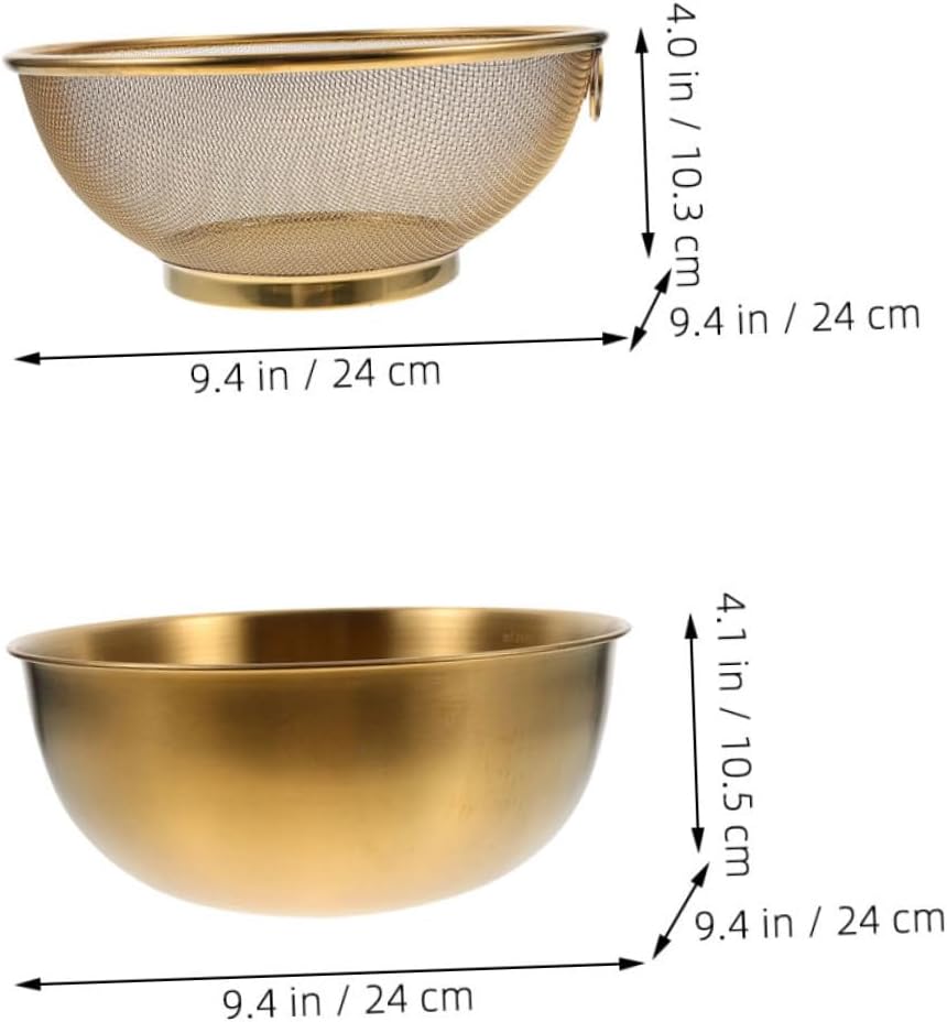 PRETYZOOM Stainless Steel Colander with Dipping Bowls Set