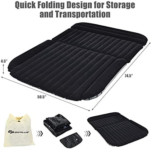 Goplus Inflatable Car Bed Mattress with Pillow and Air Pump - Black