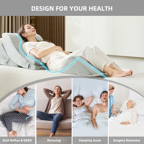 Lucresta 4PCS Orthopedic Wedge Pillow Set for Back Neck Leg Pain Relief