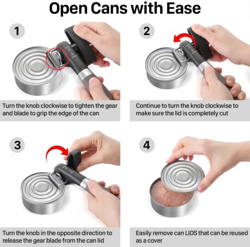 Beneno Smooth Edge Manual Can Opener with Durable Blade and Non-Slip Handle