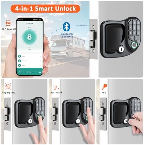 Kedite 4-in-1 Smart RV Door Lock with Bluetooth and Fingerprint