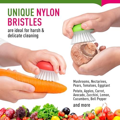 Vegetable Brush Scrubber 2Pcs Set Red and Green