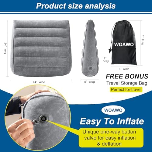 WOAWO Inflatable Wedge Pillow -Portable Travel Under Knee Support