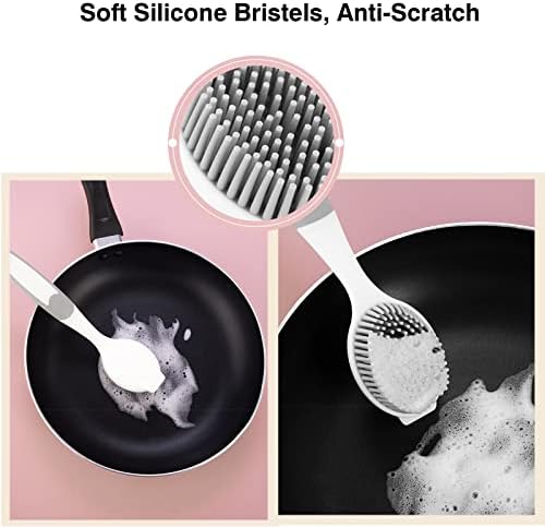 AMORBASE Dish Scrubber with Scraper Tip and Soft Bristles 1