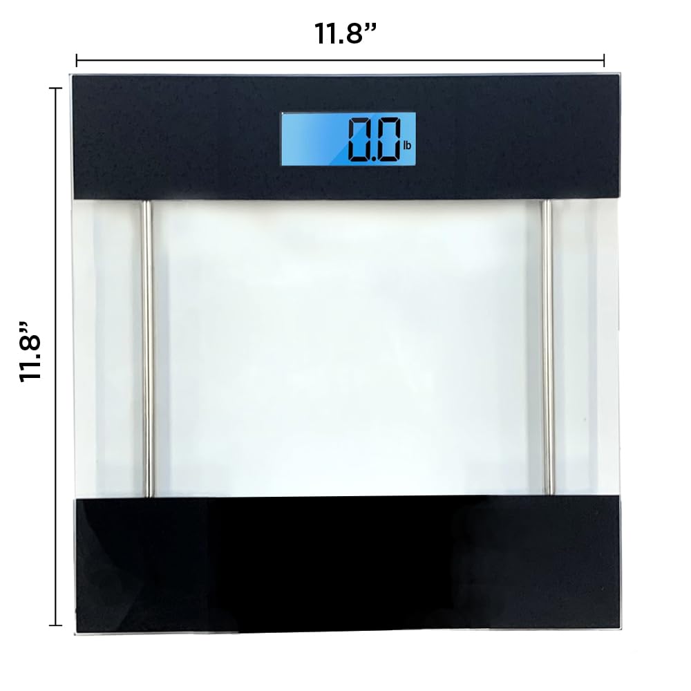 CAMEO Bathroom Scale with Tempered Glass and LED Display 400lbs Black C6814