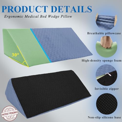 Jacobable Bed Wedge Pillow for Side Sleepers and Pregnant Women