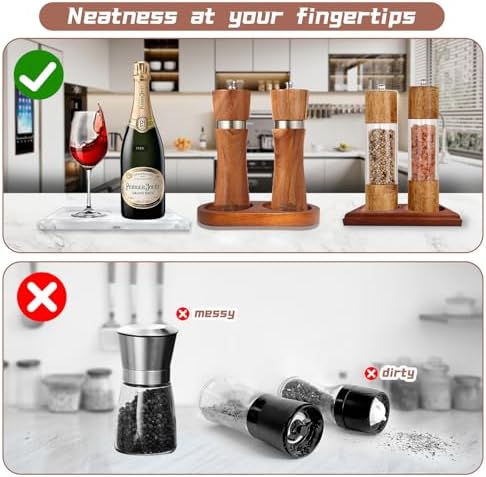 Hion Salt and Pepper Mill Tray - Rubberwood Elegant and Durable
