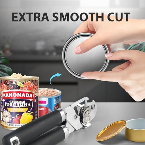 Safring Manual Can Opener with Bottle Opener Heavy Duty Stainless Steel