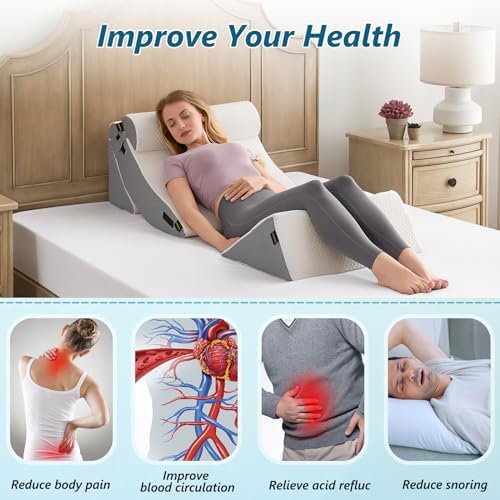 Longering 6PCS Orthopedic Wedge Pillow Set for Post Surgery Back Pain Relief