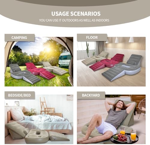 Nevife Inflatable 3pcs Bed Wedge Pillow Set - Brown