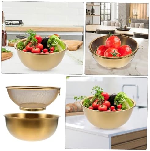 VINTORKY 1 Set Mini Golden Colander with Bowl