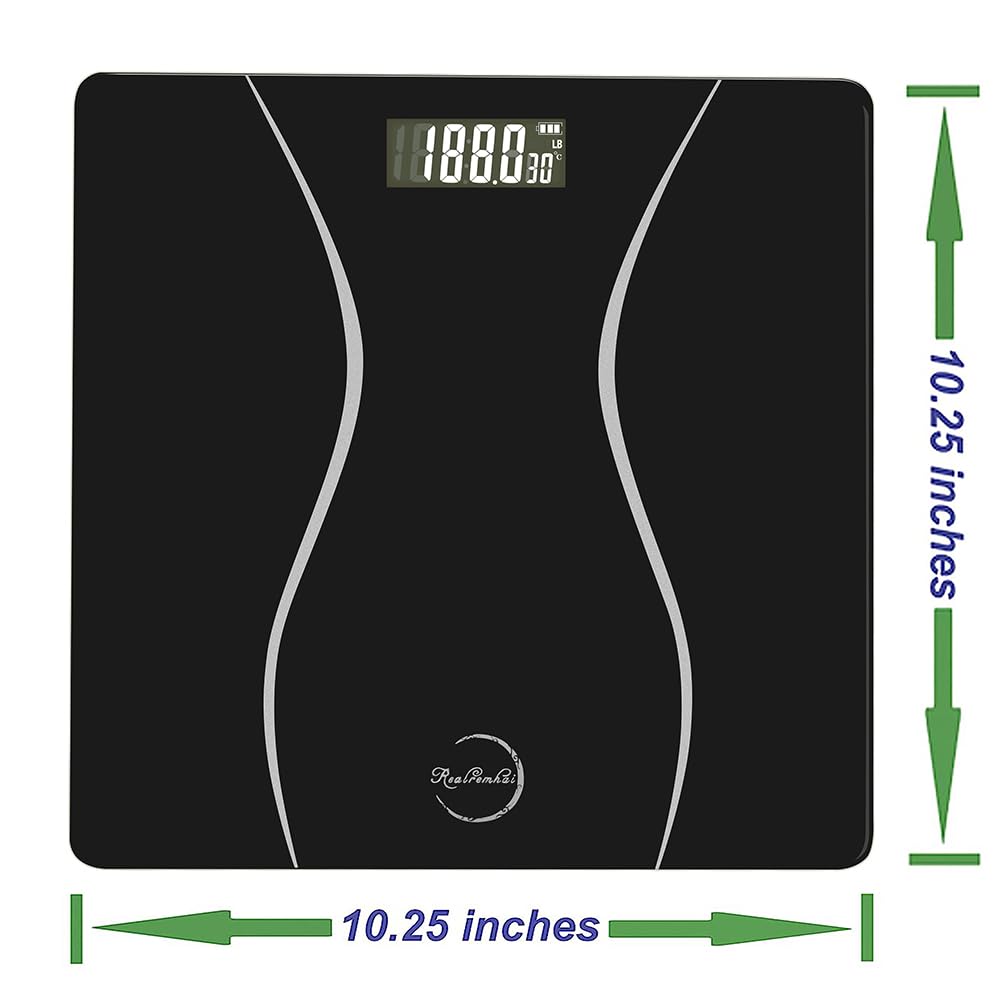 Realremhai Digital Body Weight Scale - Accurate Sleek Black Durable