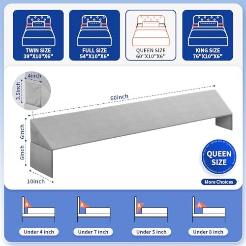 Krightlink Bed Gap Filler Pillow with 2 Pockets