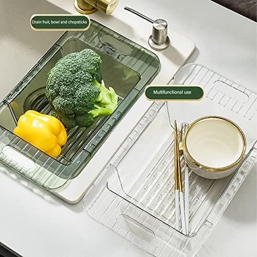 DriKou Kitchen Sink Colander Clear Adjustable Strainer