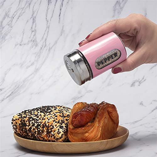 Salt and Pepper Shakers Set with Adjustable Pour Holes Pink