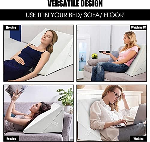 Fireflowery Bed Wedge Pillow 9 12 Inch Memory Foam with Removable Cover
