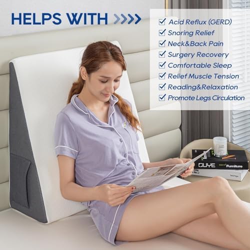 GOHOME 3-in-1 Memory Foam Bed Wedge Pillow with Cooling Cover