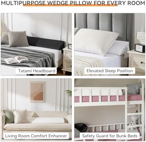 King Bed Wedge Pillow Headboard Gap Filler with Side Pocket 1