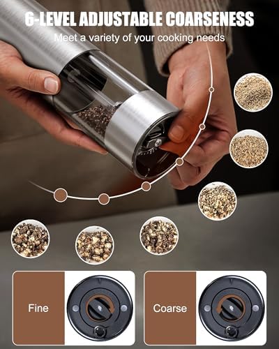 GiveBest Electric Salt Pepper Grinder Set with LED Light and USB Rechargeable