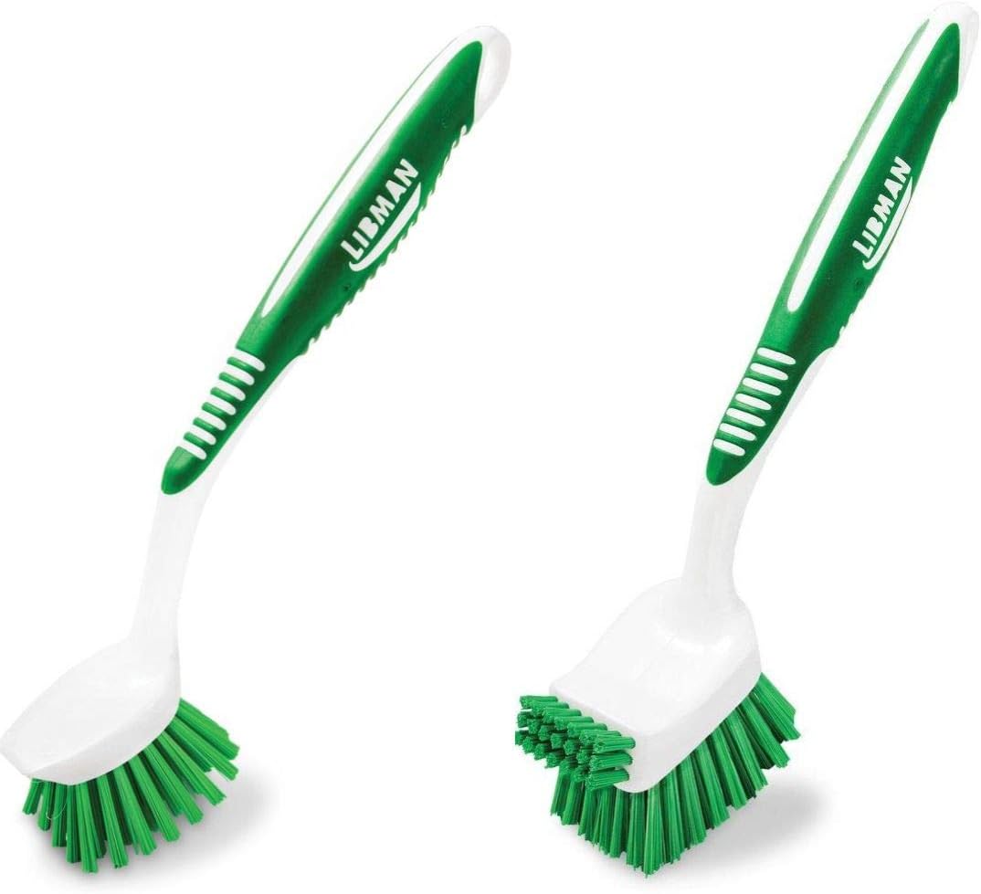 Libman Dish Brush Set - 2 Pack Green Kitchen Pan Cleaner