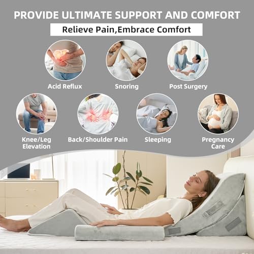 Lucresta 4PCS Orthopedic Wedge Pillow Set for Back Neck Leg Pain Relief