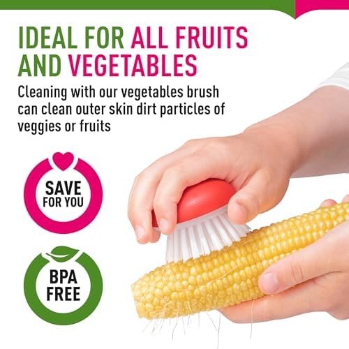 Vegetable Brush Scrubber 2Pcs Set Red and Green