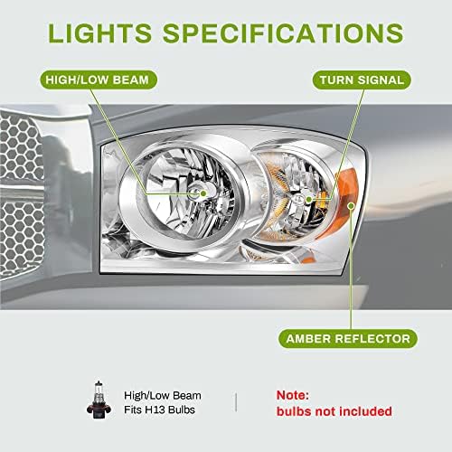 AUTOSAVER88 Headlight Assembly for Dodge Ram 1500 2500 3500 2006-2009