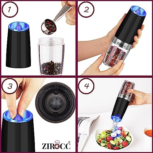 ZIROCC Gravity Electric Salt Pepper Grinder Set