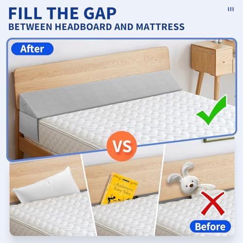 Krightlink Bed Gap Filler Pillow with 2 Pockets
