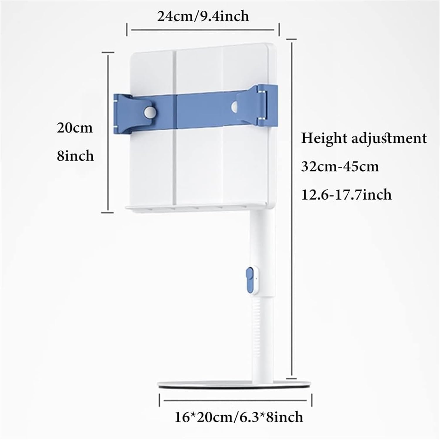 Adjustable Book Stand with Page Clips for Reading and Cooking