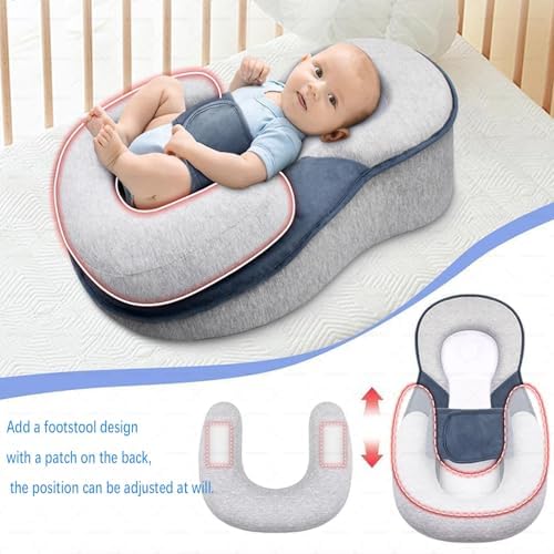 Saanerueen Baby Wedge Pillow for Newborn Grey