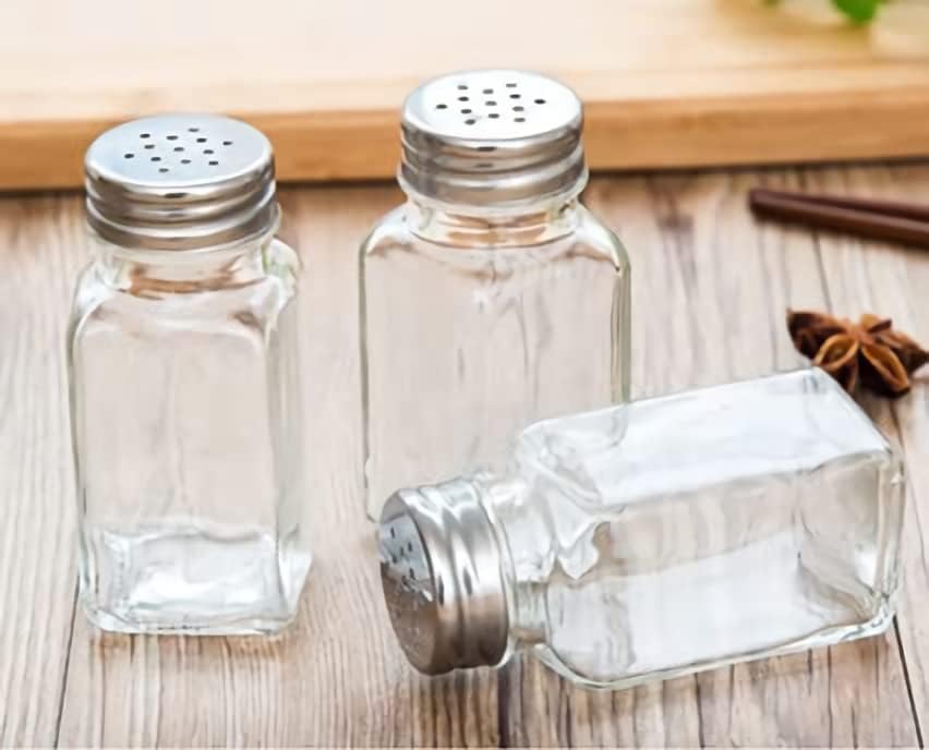 Tebery 16 Pack Salt Pepper Shakers Glass Set with Stainless Tops
