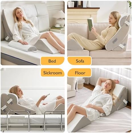 BDEUS 4-PCS Orthopedic Bed Wedge Pillow Set for Post-Surgery Recovery