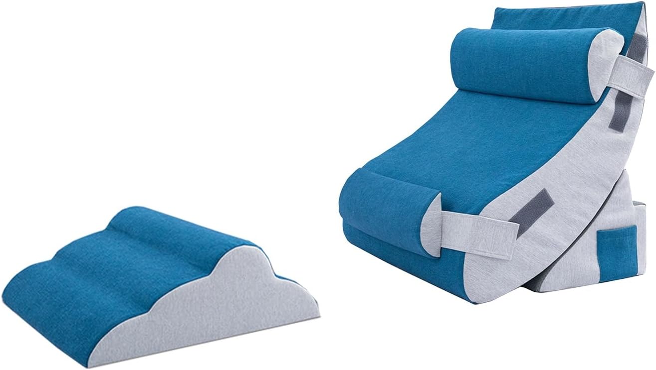 HAIXHX Adjustable Wedge Pillow with Removable Cover - Blue