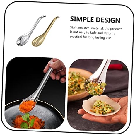 2Pcs Stainless Steel Colander Spoons for Caviar Hot Pot and Frying