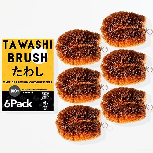 Growbycoco Pack of 6 Tawashi Coconut Coir Cleaning Brushes 1