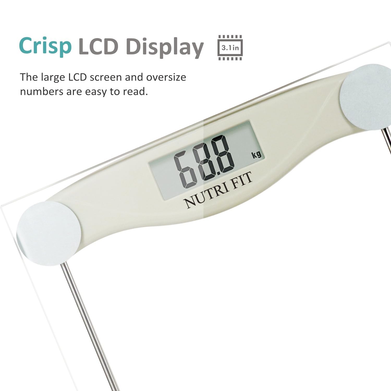NUTRI FIT Digital Bathroom Scale with Step-on Tech and AAA Batteries