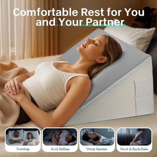 DeerFable 12 Dual Sided Cooling Memory Foam Wedge Pillow