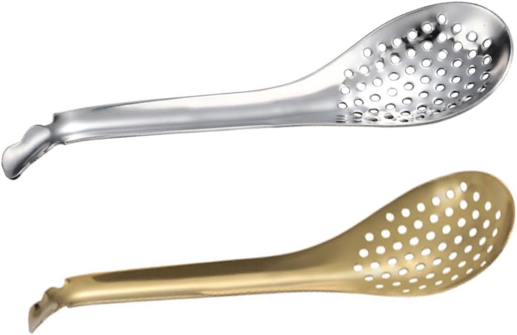 2Pcs Stainless Steel Colander Spoons for Caviar Hot Pot and Frying