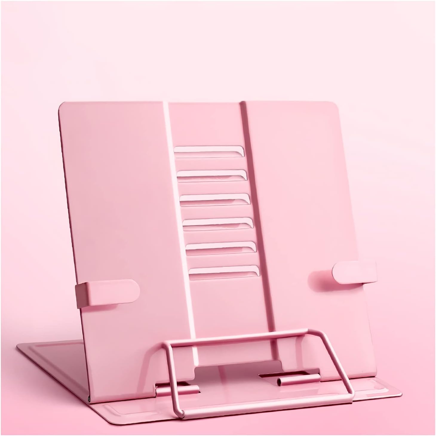 Adjustable Metal Book Stand with Page Clip - 83 x 75 inch Pink