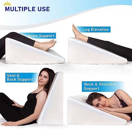 Healthex Bed Wedge Pillow Cooling Memory Foam Removable Cover
