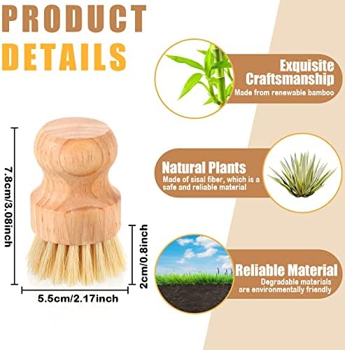 Nuenen 6-Pack Bamboo Dish Scrub Brushes Set