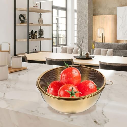 Zerodeko Gold Stainless Steel Colander Drain Basket Set