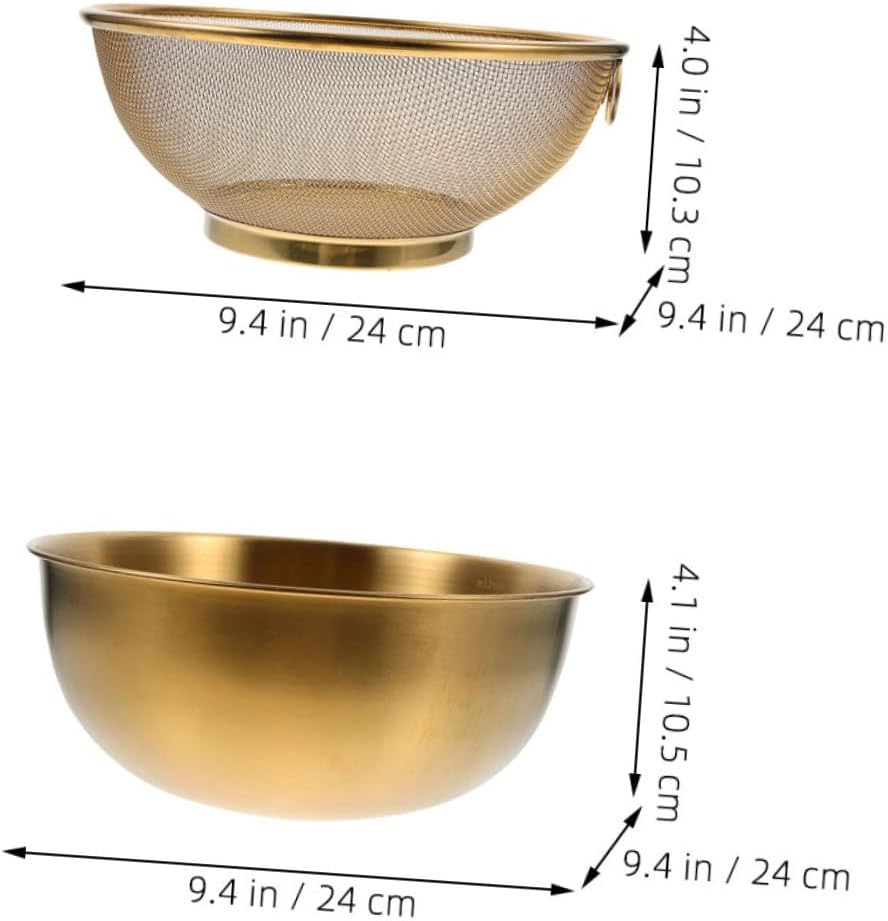 VINTORKY 1 Set Mini Golden Colander with Bowl