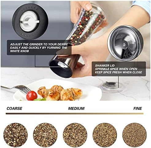 VEVOK CHEF Salt and Pepper Mill Set with Adjustable Coarseness
