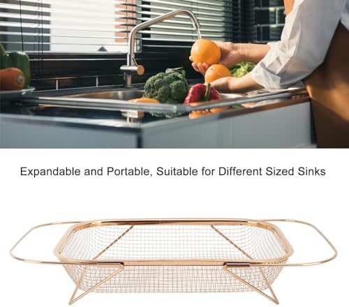 CHICIRIS Rose Gold Colander Strainer Over The Sink