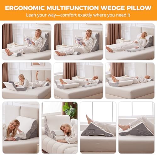4PCS Adjustable Wedge Pillow Set for Post Surgery and Acid Reflux Relief