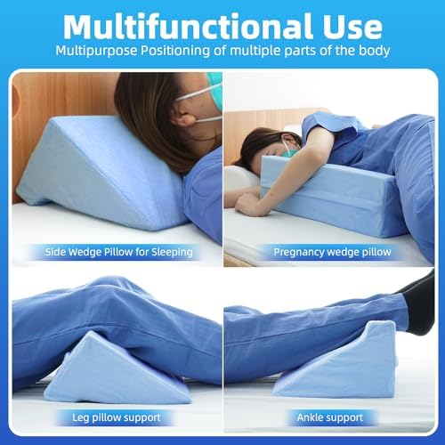 UniHygge Blue Wedge Pillow for Back Support and Side Sleeping