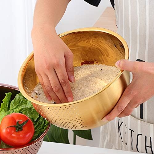 Meisha 3-In-1 Rice Washing Bowl with Side Drainers - Gold